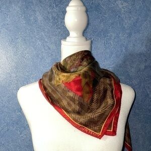 Ellen Tracy Fall Leaf Print Silk Scarf